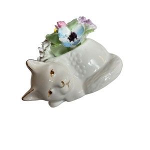 Royal Doulton Fine Bone China Kitten Bowl With Flowers England Vintage